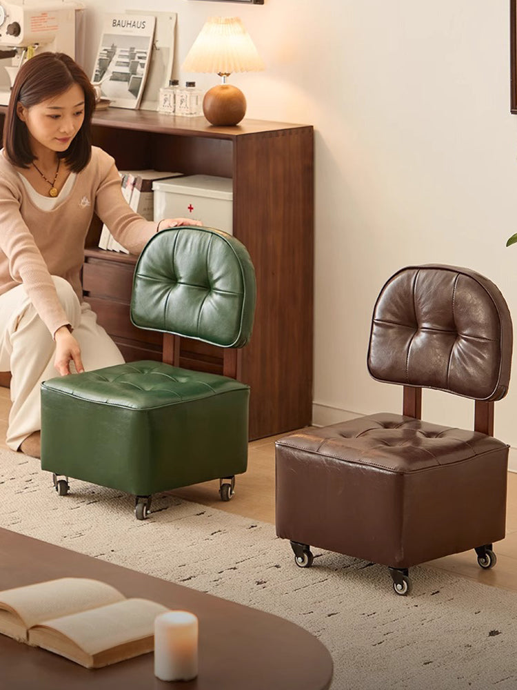 Swivel Rolling Stool Chair|360° Caster Wheel Small Chair|Portable Rolling Chair with Casters