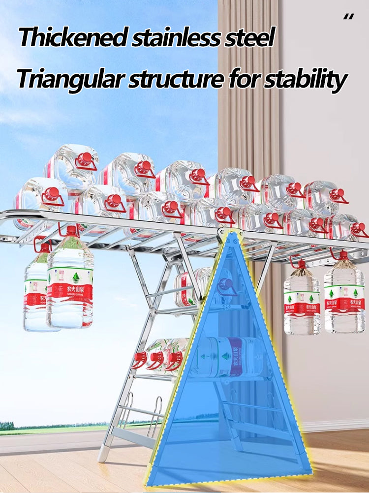Foldable Stainless Steel Winged Clothes Drying Rack – Multi-Layer & Movable Design