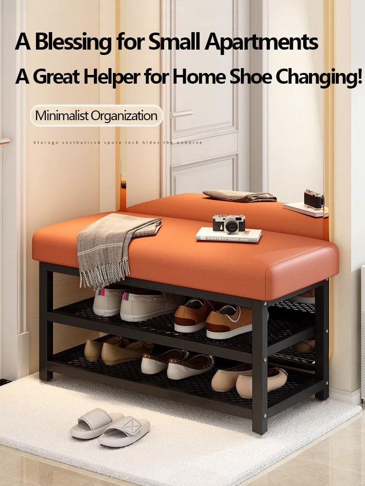 Shoe Changing Bench with Storage Shelves