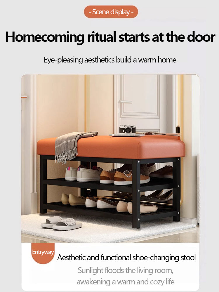 Shoe Changing Bench with Storage Shelves