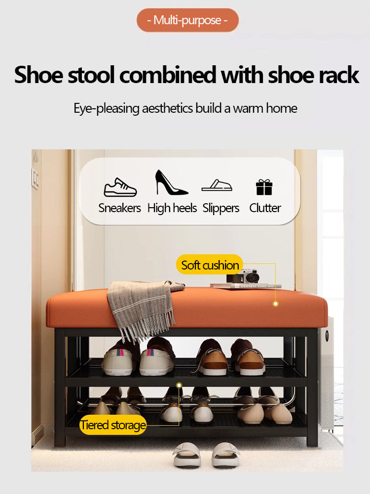 Shoe Changing Bench with Storage Shelves