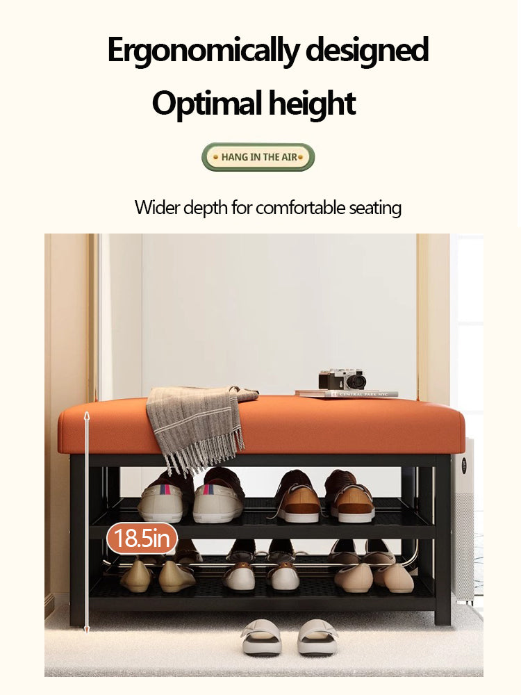 Shoe Changing Bench with Storage Shelves