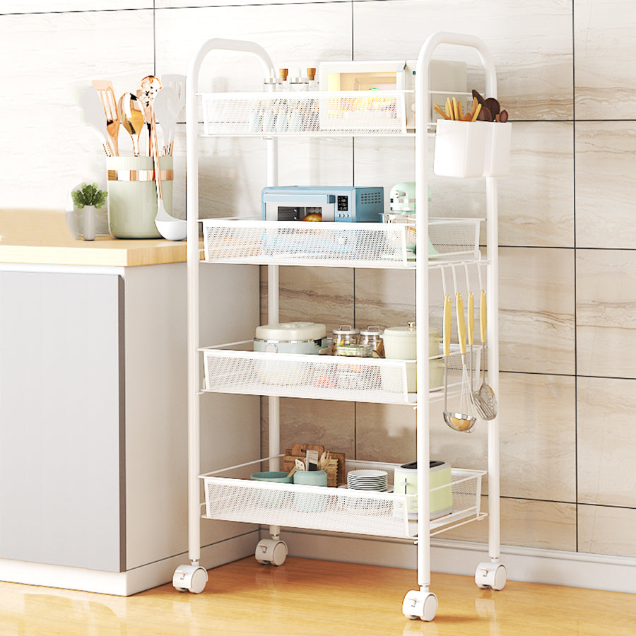 3/4/5 Tier Rolling Storage Trolley Rack | Multi-Function Metal Organizer with 360° Rotating Wheels for Kitchen, Living Room, Bedroom