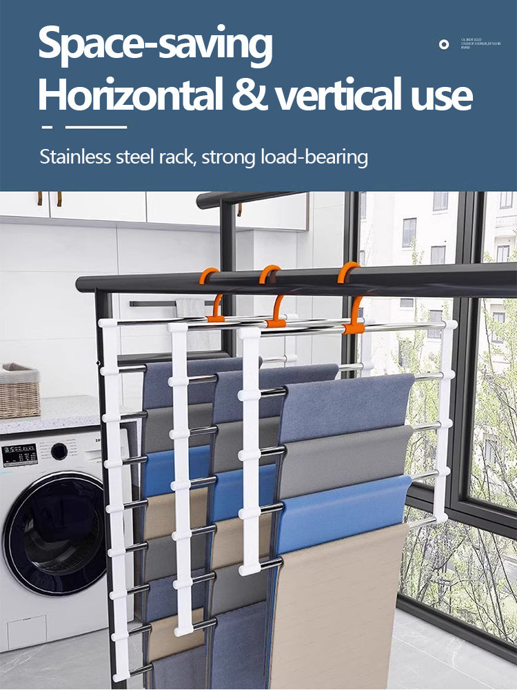 Foldable Multi-Layer Pants Rack – Space-Saving Stainless Steel Hanger