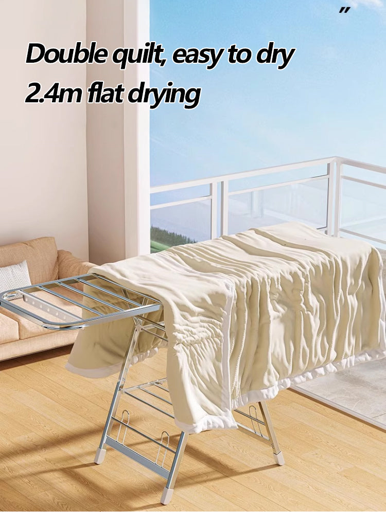 Foldable Stainless Steel Winged Clothes Drying Rack – Multi-Layer & Movable Design