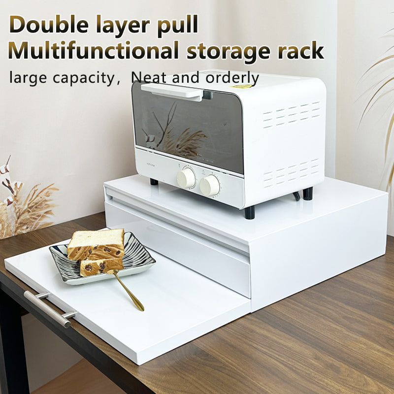 Pull-Out Microwave Rack|Storage Shelf|Rack for Coffee Maker|Extendable Countertop