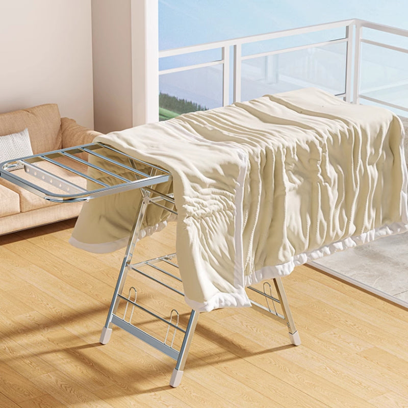 Foldable Stainless Steel Winged Clothes Drying Rack – Multi-Layer & Movable Design