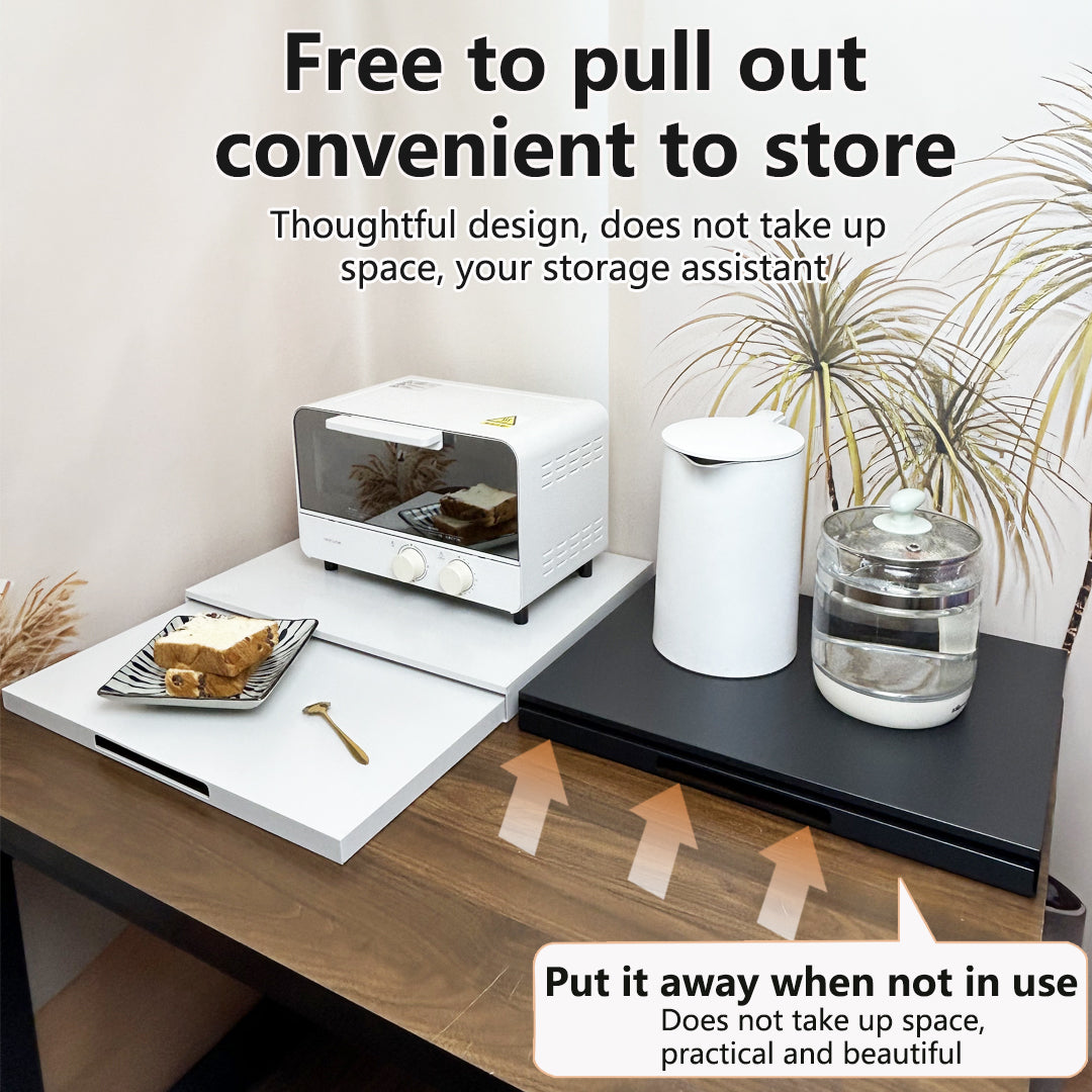 Pull-Out Microwave Rack|Storage Shelf|Rack for Coffee Maker|Extendable Countertop