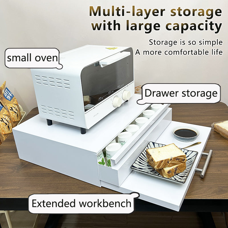 Pull-Out Microwave Rack|Storage Shelf|Rack for Coffee Maker|Extendable Countertop