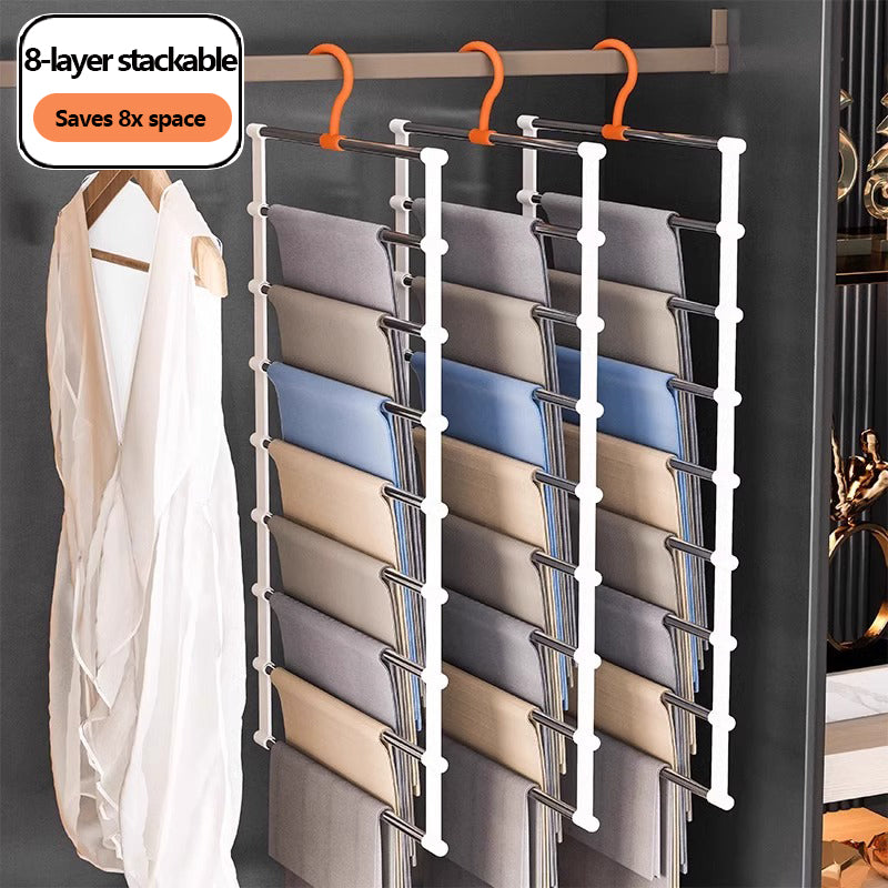 Foldable Multi-Layer Pants Rack – Space-Saving Stainless Steel Hanger