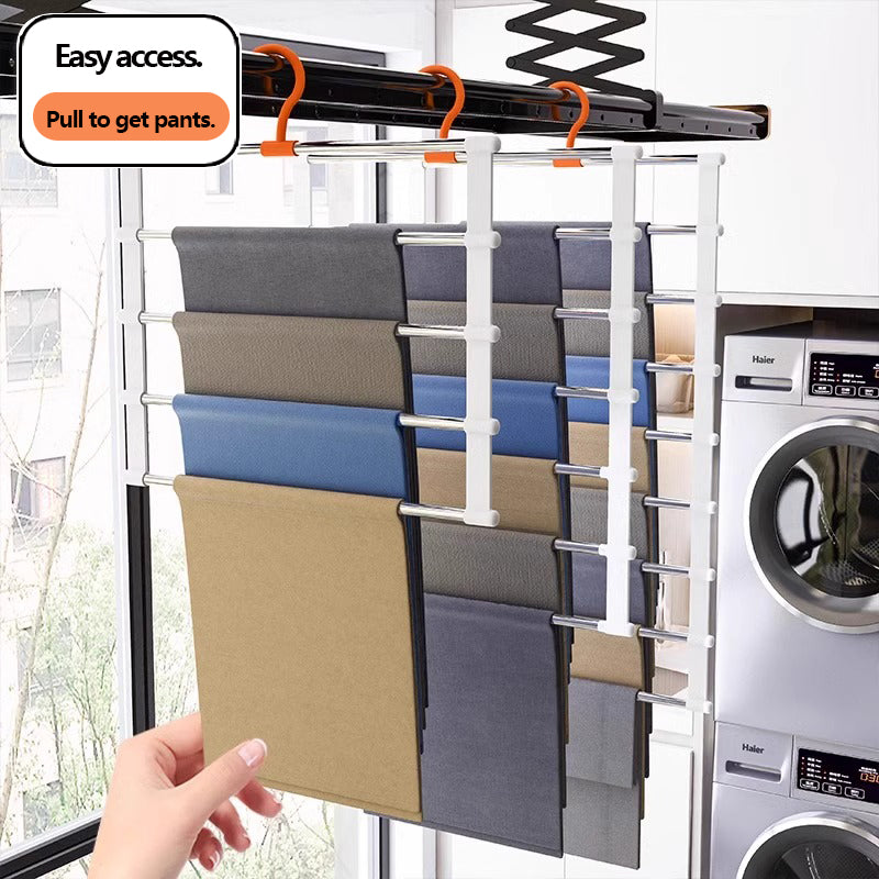 Foldable Multi-Layer Pants Rack – Space-Saving Stainless Steel Hanger