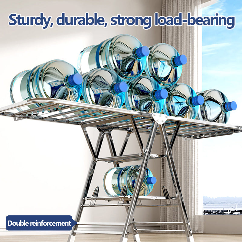 Foldable Stainless Steel Winged Clothes Drying Rack – Multi-Layer & Movable Design