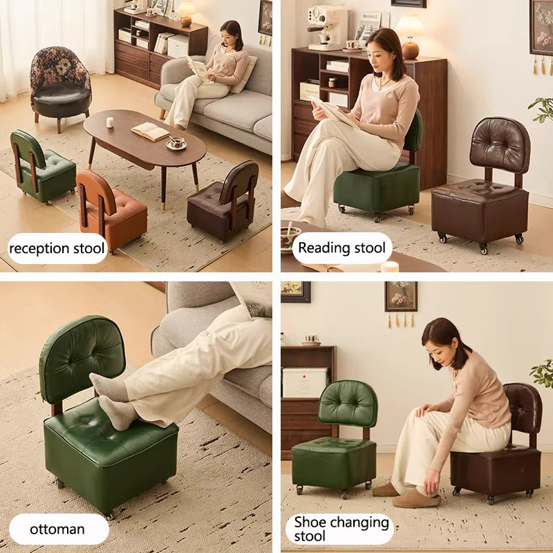 Swivel Rolling Stool Chair|360° Caster Wheel Small Chair|Portable Rolling Chair with Casters