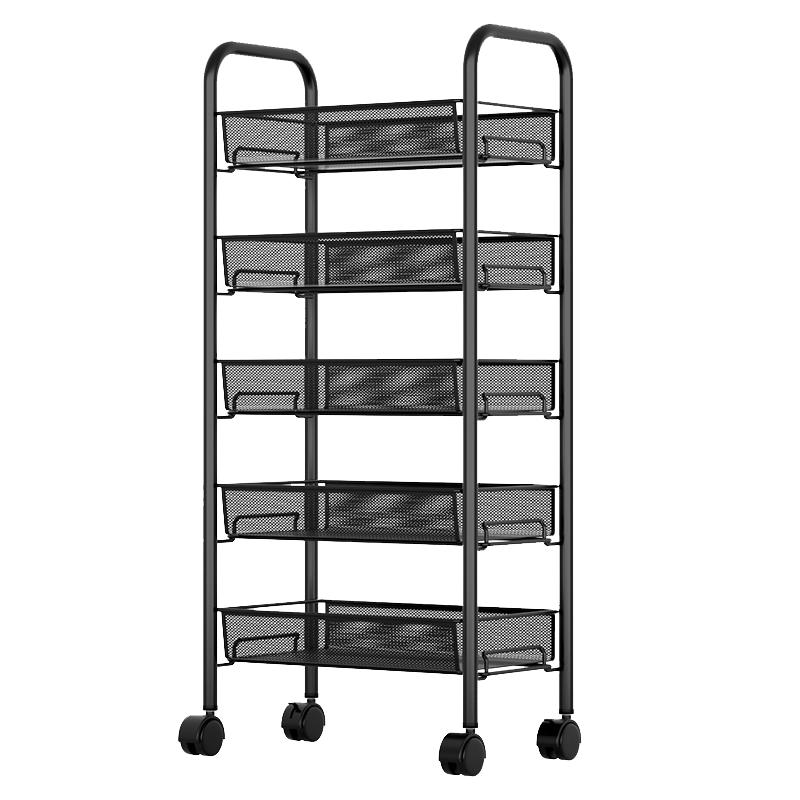 3/4/5 Tier Rolling Storage Trolley Rack | Multi-Function Metal Organizer with 360° Rotating Wheels for Kitchen, Living Room, Bedroom