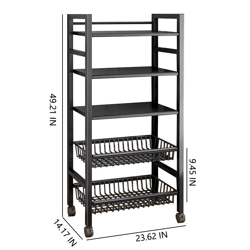3/4/5Tier Vegetable Rack Fruit Storage Kitchen Utility Basket Trolley Cart Wheel