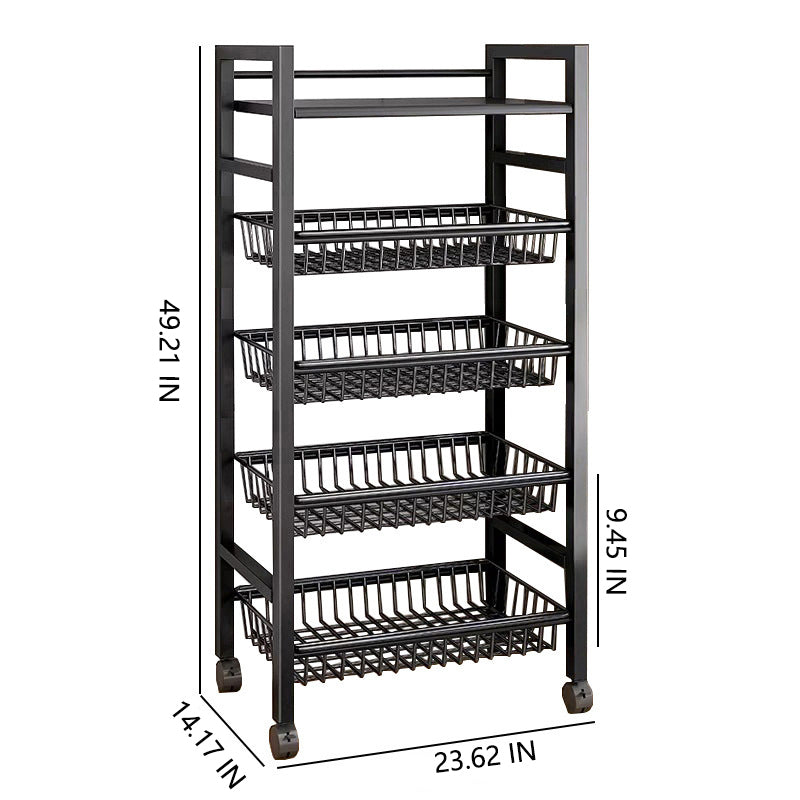 3/4/5Tier Vegetable Rack Fruit Storage Kitchen Utility Basket Trolley Cart Wheel