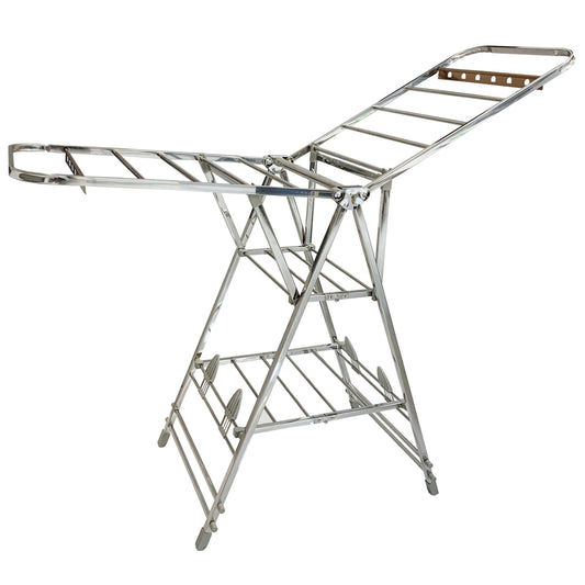 Foldable Stainless Steel Winged Clothes Drying Rack – Multi-Layer & Movable Design